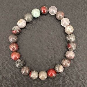 Natural Crystal African Blood Stone 8mm Gemstone Stretch Bracelet 7”